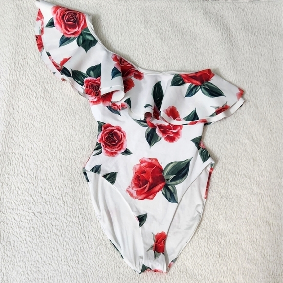 New!Onia x Weworewhat Stella one-shoulder Floral Print swimsuit - Picture 3 of 10